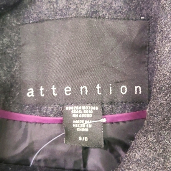 WOOL PEA COAT DARK GREY SZ SMALL Great Classic Coat - Picture 2 of 6